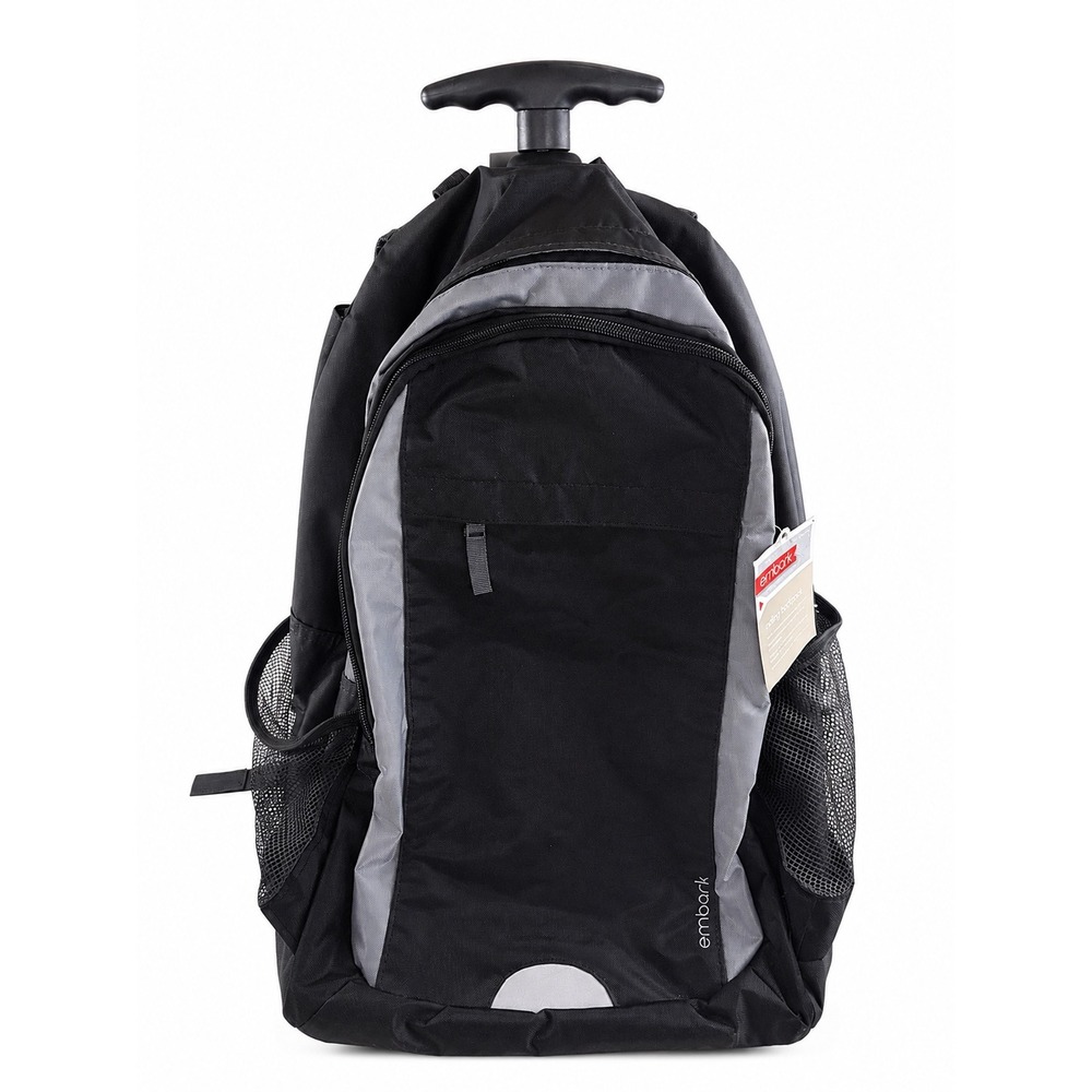 Embark Unisex Rolling Black Gray Travel School Backpack Bag NWT